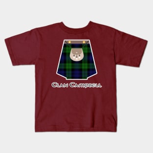 Scottish Clan Campbell Tartan Kilt Highlands Kids T-Shirt